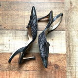 Manolo Blahnik Grey Snakeskin & Fabric Sling Back Heels- Size 40 (See Notes)