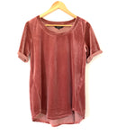 Amaryllis Rose Velvet Blouse with Cuffed Sleeves- Size S
