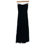Carly Jean Black Strapless Smocked Elastic Bodice Tiered Maxi Dress- Size S