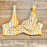 GabiFresh x Swimsuits For All Yellow/White Striped Underwire Front Knot Bikini Top- Size 18D/DD (sold out online, see notes)