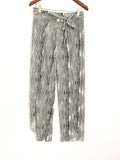 Grey State Striped Cotton-Linen Pants with High Side Slits- Size ~S