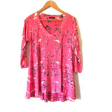 Nally & Millie Coral Printed 3/4 Length Sleeve Top- Size S
