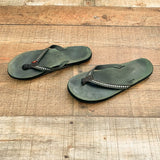 Rainbow Black Leather Flip Flops with Crystals- Size ~7 (see notes)
