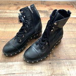 Schutz Black Andrea Leather Chunky Combat Boot With Lug Sole & Metal Studs- Size 9