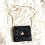 Mali + Lili Black Quilted Vegan Leather Belt Bag with Chain Strap NWT