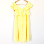 Privacy Please Off the Shoulder Ruffle Faux Button Up Dress- Size S