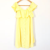 Privacy Please Off the Shoulder Ruffle Faux Button Up Dress- Size S