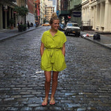 Maeve Neon Green Button Snap Romper- Size 2