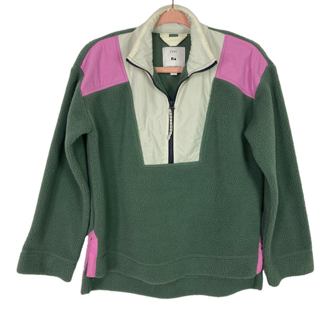 Free Assembly Sage/Ivory/Pink Half Zip Fleece Pullover- Size XS (sold out online)