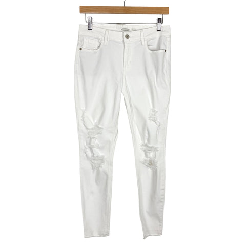 Old Navy White Distressed Mid-Rise Rockstar Super Skinny Ankle Jeans- Size 6 (Inseam 25.5”, see notes)