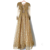 Mac Duggal Gold Lace and Beaded Gown NWT- Size 4