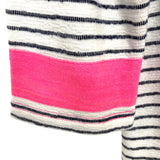 Sail to Sable White/Navy Striped with Pink Neckline and Cuffs Cover Up- Size XL (see notes)