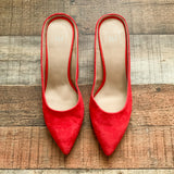 Gap Red Suede Block Heel Mules- Size 8