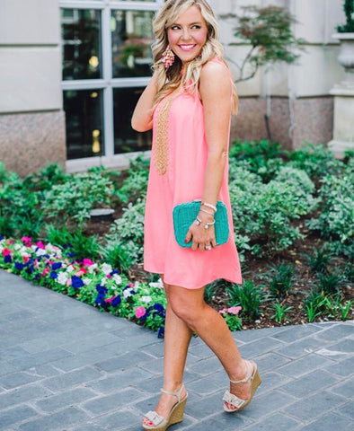 Lilly Pulitzer Hot Pink Mock Neck Gold Embroidery Shift Dress- Size 0 The Saved Collection Lilly Pulitzer Hot Pink Mock Neck Gold Embroidery Shift Dress- Size 0 The Saved Collection