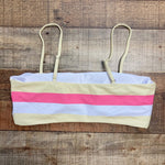 Pink Lily Yellow/Coral/White Striped Padded Bikini Top- Size L (see notes)