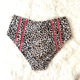 No Boundaries Leopard Swim Two Piece with Pink Cutouts- Size M