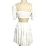 Shero White Smocked Bodice Cutout Dress- Size S