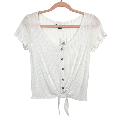 American Eagle White Tie Front Short Sleeve Top NWT- Size XS