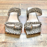 Pre-Owned Stuart Weitzman Animal Print Suede Toe Ring Sandals- Size 8.5 (sold out online)