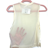 Mippo Cream Sheer Back Cropped Sleeveless Workout Top NWT- Size S