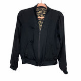 No Brand Black/Animal Print Reversible Bomber Jacket- Size ~S (See Notes)