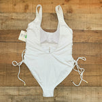 CYN & Luca Juniors White Lara Lace Up One Piece Swimsuit NWT- Size L