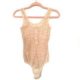 No Brand Blush Pink Eyelet Tank Thong Bodysuit- Size ~XS