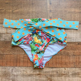 Mojito Turquoise Tropical/Polka Dot Print Belted Bikini Bottoms NWOT- Size L (we have matching top)