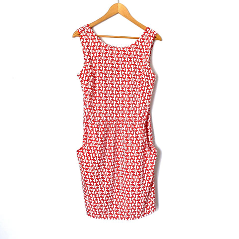 Jude Connally Red and White Chain Link Print Dress- Size L