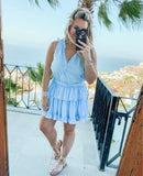 Mustard Seed Blue Ruffle Tiered Dress NWT- Size M