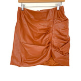Pink Lily Camel Faux Leather with Back Zipper Ruched Skirt- Size M