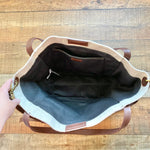 Madewell Large Cream Cotton-Linen Magnetic Closure Tote with Leather Straps (sold out online)