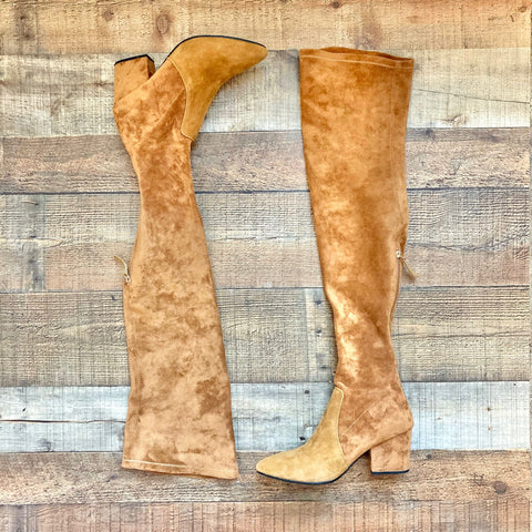 Vero Cuoio Camel Suede Thigh High Boots- Size ~9.5 (see notes)