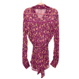 Tularosa Plum Floral Sheer Button Up Belted Blouse NWT- Size M (sold out online)