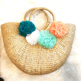 World Market Straw Pompom Bag