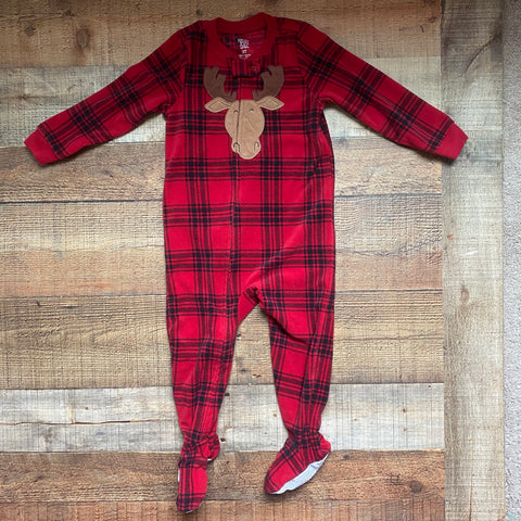 Just one You by Carter's Red Plaid with Moose Footie Pajamas- Size 2T