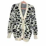 Goodnight Macaroon White Melody Leopard Print Fluffy Cardigan- Size S