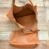 No Brand Cognac Handbag With Removal Inner Pouch
