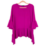 Gibson Fuchsia Bell Sleeve Peplum Top- Size L