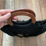 Danielle Nicole Black Rattan Fringe Bottom Handbag