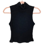 Lovers + Friends Black Ribbed Sleeveless Turtleneck Cropped Top- Size S