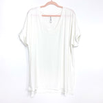 Zenana Premium White V-Neck T-Shirt- Size 1X