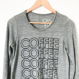 Chaser Grey Long Sleeve “COFFEE” Top- Size S