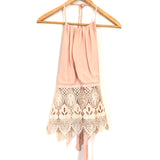 Lulus Tie Back Halter with Lace Drop Waist Blouse- Size M