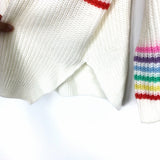 Pink Lily Ivory & Color Stripes Side Slits Sweater- Size S/M