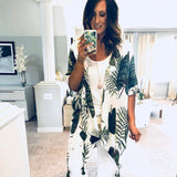 Do Everything in Love Palm Print Kimono with Tassels