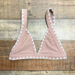 Lovers + Friends Camel White Stitched Trim Bikini Top- Size M (we have matching bottoms)