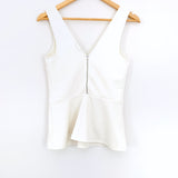 Express Peplum Ivory Blouse with Exposed Zipper on Back- Size S