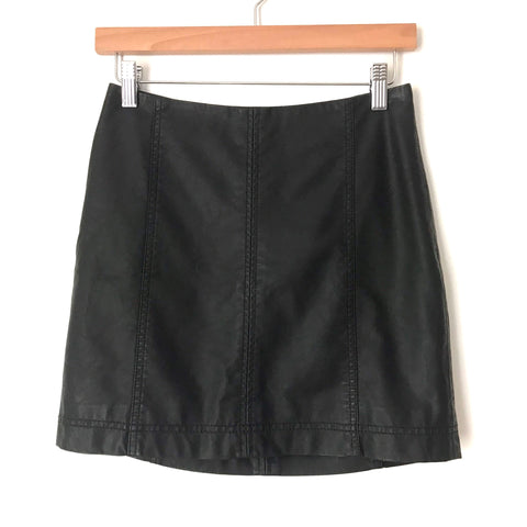 Free People Faux Leather Deep Olive Skirt- Size 2