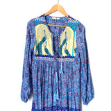 R. Vivimos Peacock Print Midi Dress- Size S (4/6)